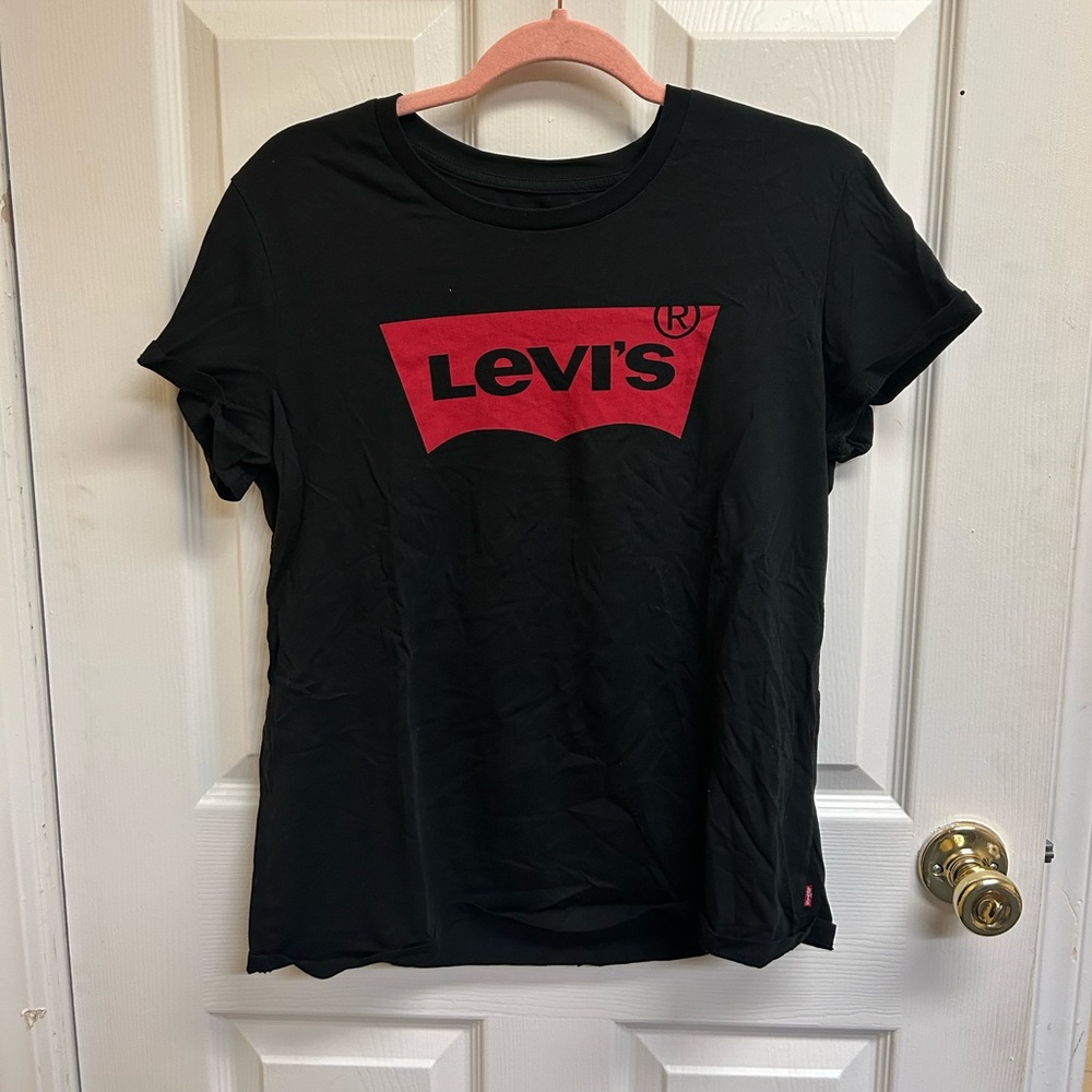 Levi's Women's Black Tee with Red Logo